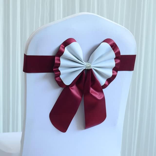 Royal Blue/Pink/Red Chair Sash Bow Tie Knot Band Elastic Chair Sash for Hotel Banquet Wedding Party Home Decoration - Orange (Wine Red)