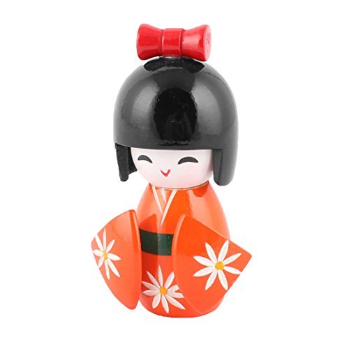 DealMux Wood Family Poupée japonaise kokeshi Orange Hauteur 11 cm