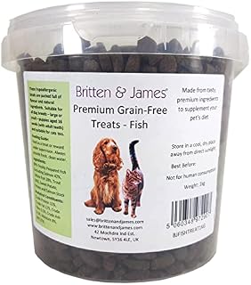 Britten & James Premium Grain Free Dog Treats & Cat Treats - Fish 1kg - in a Stay Fresh 2L Tub. Hypoallergenic
