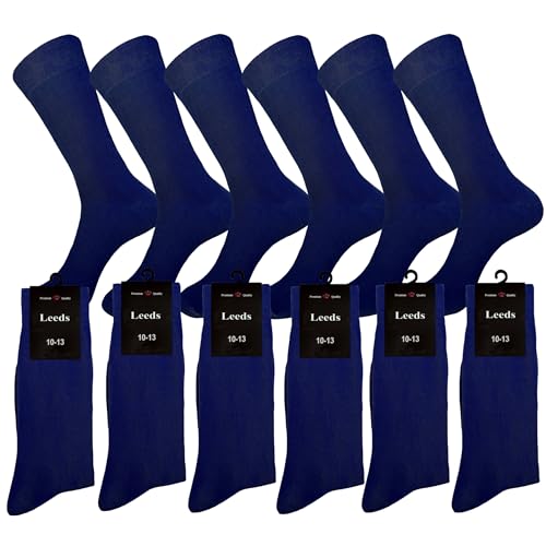 Dress Socks Natural Cotton 12 Pairs SOLID NAVY BLUE COLOR Formal Socks 10-13