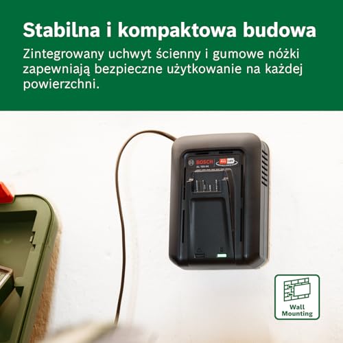 Bosch szybka ładowarka AL 18V-44 (system 18V, czas ład. ak. 2,0/2,5/4,0/6,0 Ah: 34/44/59/87 min, zintegrowany uchwyt ścienny)