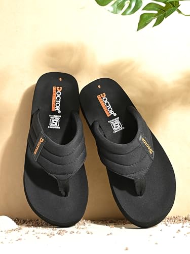 Image of Cushioned Flip Flops for Men | Padded Fabric Strap Thong Slippers | Lightweight Anti-Slip EVA Sole Everyday Wear Footwear