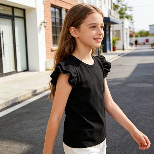 Image of LYSMuch Toddler Girls Short Sleeve Ruffle Basic Blouse