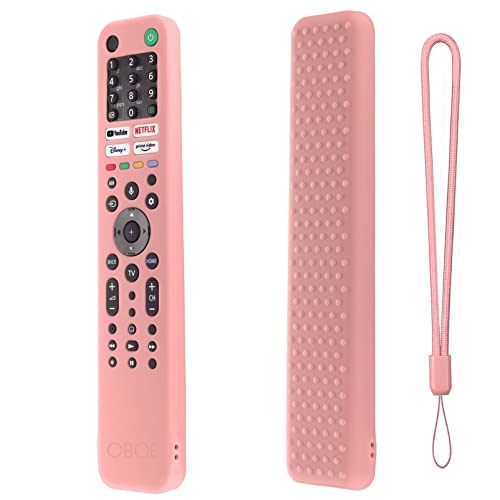 Image of Oboe Silicone Full Wrap RMF-TX520P Remote Case for Sony Smart Tv Voice Remote A80J X80J X85J X90J X95J Shockproof Protective Remote Cover with Remote Loop (Pink)