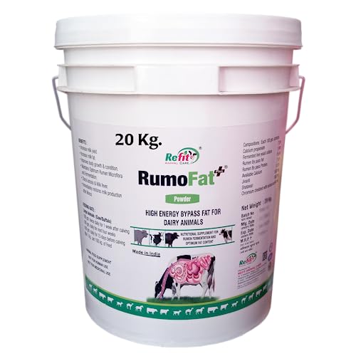 Image of REFIT ANIMAL CARE Rumen Bypass Fat Powder for Cows, Buffalo, Goat, Cattle and Other Dairy Farm Animals 20 Kg, RumoFat+