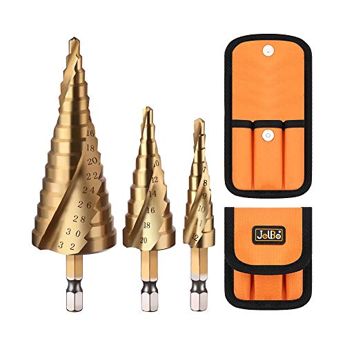 JelBo, set da 3 punte da taglio per trapano HSS scanalate a spirale graduata da 4 mm a 12 mm/20 mm/32 mm