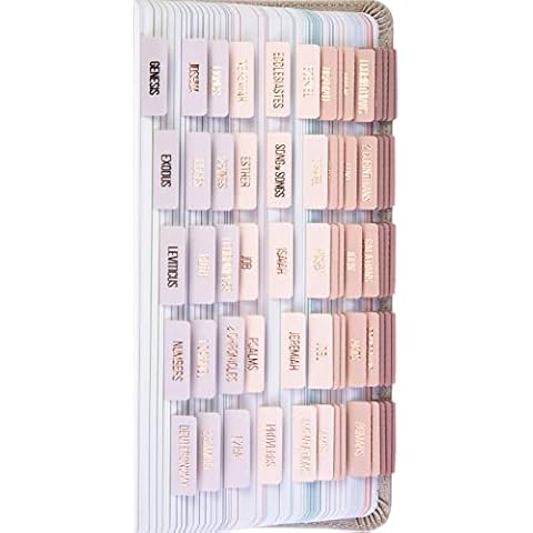 DiverseBee Laminated Bible Tabs (Rose Gold Embossed Lettering), Bible Journaling Supplies, Bible Book Tabs, Christian Gift, 73 Bible Tabs for Women and Men, Includes 4 Blank Tabs (Pearl) Cover
