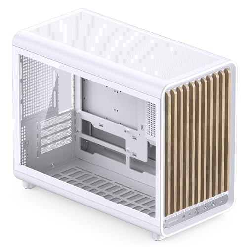 Image of JONSBO D33 Wood White Micro ATX PC Case,High Airflow MATX case with Tempered Glass Panel,9 Fan Positions,High Compatibility,Supports MATX BTF MB, 435mm GPU /360AIO /172mm Air Cooler,ATX /SFX PSU,Wood