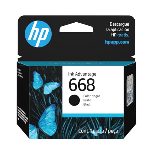 Cartucho HP 668 Preto Original (7FP37VL) Para HP DeskJet Ink Advantage 2970/4370