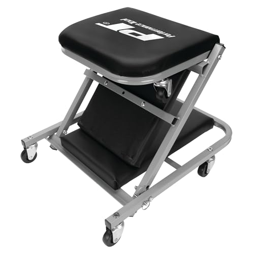 Image of Performance Tool W85018 40-Inch Folding Creeper Rolling Seat, All-in-One Adjustable Roller Garage Chair, Lay Down or Sit, 330LBS Capacity Under Car Roller Creeper with 6 Swivel Casters