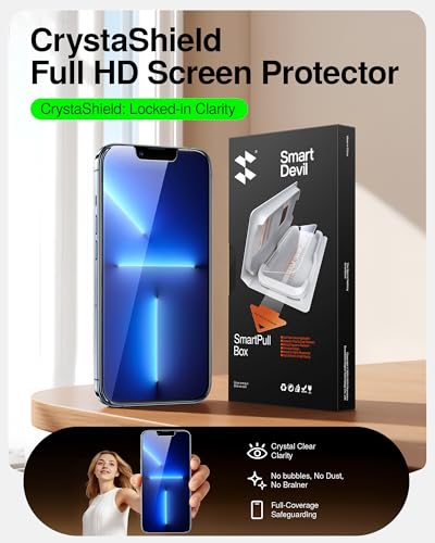 Image of SMARTDEVIL 2 Pack for iPhone 13 Pro Max /14 Plus Screen Protector | Military-Grade Shatterproof Protection, Crystal Clear, 9H Hardness, Fast & Easy Installation, Scratch Proof, Case Friendly