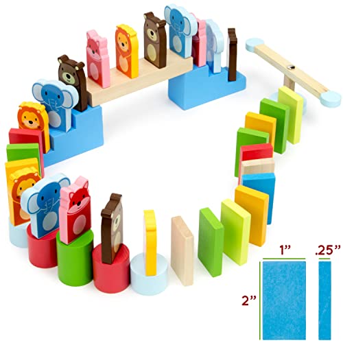 Imagination Generation Zoo Animals Domino Rally Adventure Kids Playset, With 4 Animal Shapes, 5 Stunts, & Carrying Case (144 Pieces) #TOP1