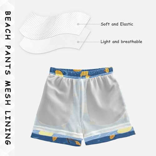 Boys Beach Board Shorts Yellow Duck Goose Swim Trunk Teen Swimwear 8-16Y4