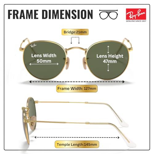 Image of Ray-Ban RB3447N ROUND FLAT LENSES Round Shaped Sunglasses for Men with Official RAYBAN Eyewear Kit