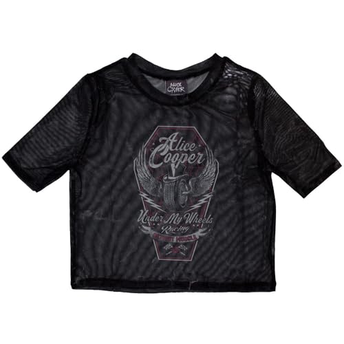 Crop top Alice Cooper Under My Wheels imprimé graphique en mesh transparent