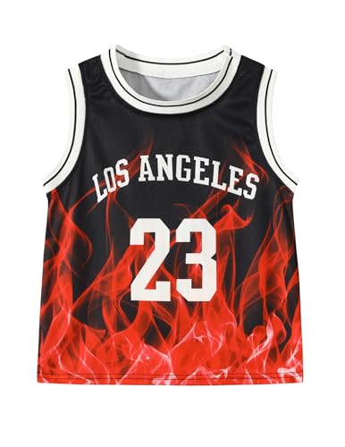 Image of 2 or 6 Piece Kids Boys Basketball Jersey Set Youth Letters Printed Lightweight Basketball Tank Top and Track Shorts