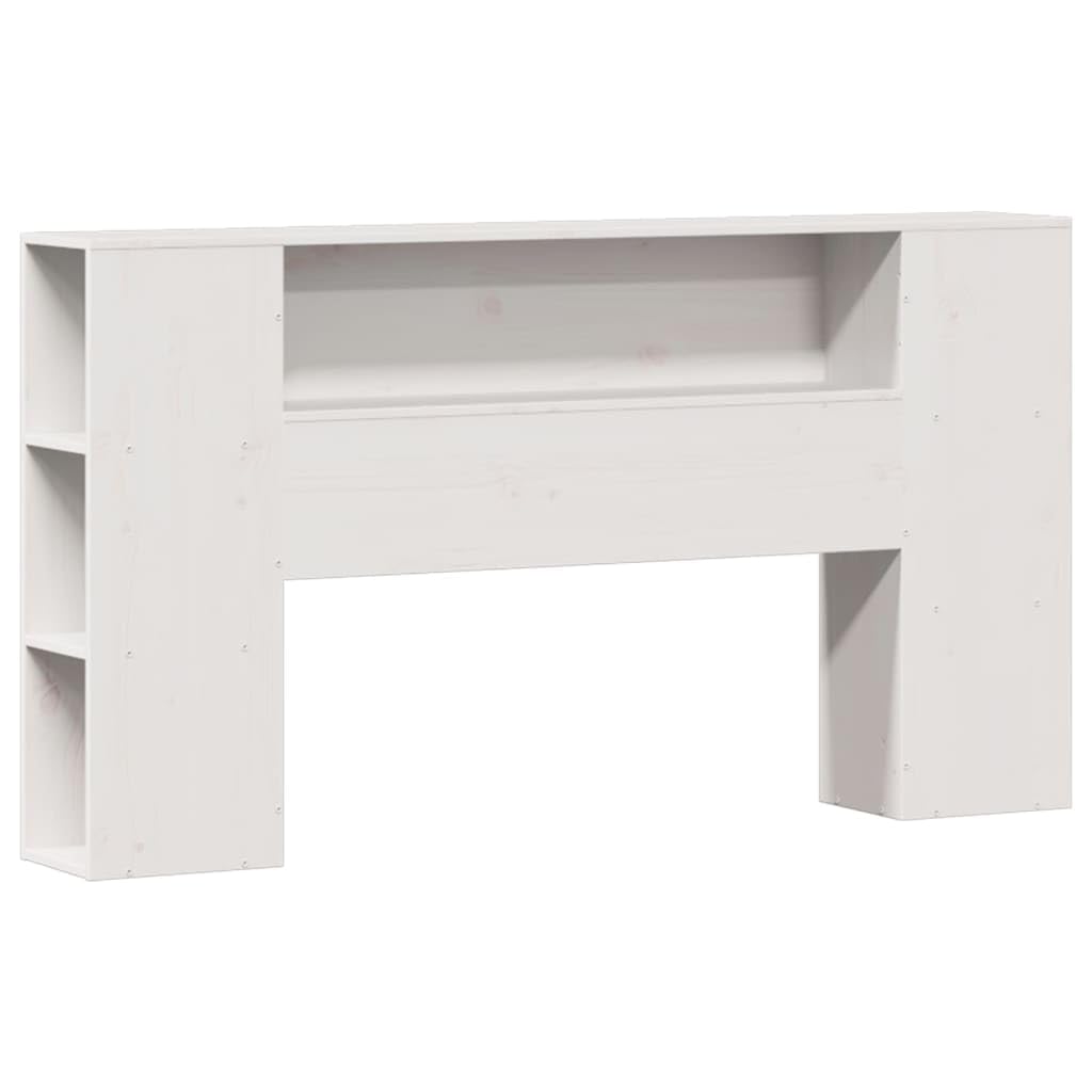Cama de Madera Maciza Blanca con estantería y Soporte de láminas para colchón de 135x190 cm Ideal para dormitorios Juveniles y Adultos con Amplio almacenaje y diseño Funcional
