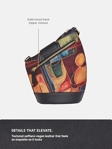 Image of ZOUK Women's Ardha Sling Bag | Black Vegan Leather Crossbody Bag | Asymmetric Silhouette| Adjustable Strap