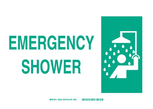 Douche d'urgence panneau en plastique Brady 25903 de signalisation de sécurité 25,4x35,6 cm