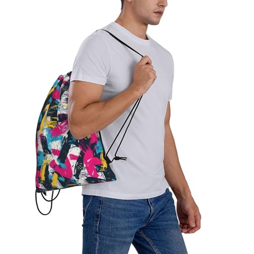 Retro 80s 90s Drawstring Backpack, Water Resistant Gym bag for Men ...