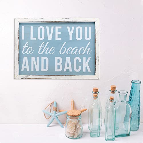 Barnyard Designs 'I Love You to the Beach' Coastal Nautical Wood Framed Print - Ocean Summer Theme Home Decor Bathroom Wall Sign, 16” x 12” - Image 3