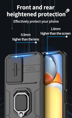 Image of CamShield Pro Case with Slide Camera Protection and 360 Protection Ring Stand Bumper Back Case Cover for Poco C65 (Blue)