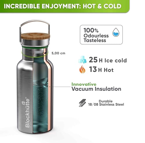 Blockhütte Stainless Steel Water Bottle I 1L I Insulated Metal Flask, BPA Free, Leakproof, Dishwasher Safe - Image 2