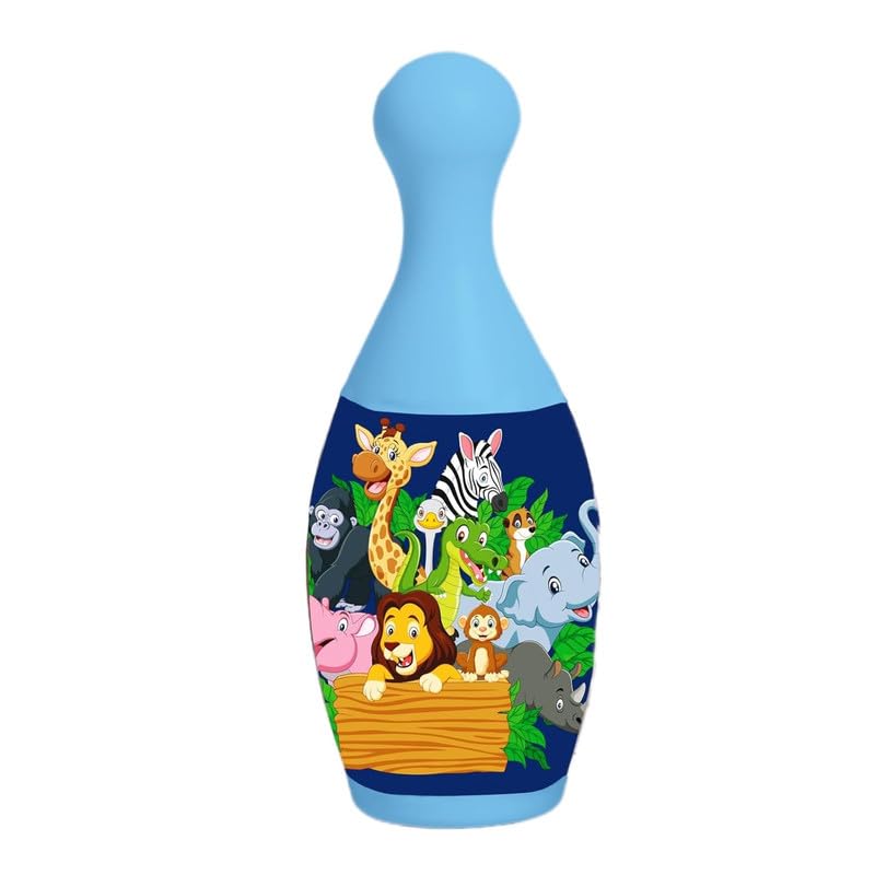 Play and Seek Kids Jungle Bowling Pins Toy Set for Indoor Outdoor Learning Fun Educational Active Playtime Entertainment Ideal for Boys Girls (Blue)-picture-22
