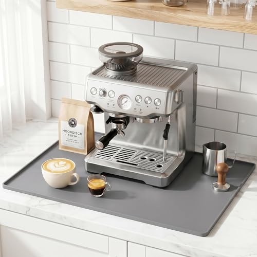 Golener Coffee Bar Mat, Silicone Coffee Mat with Raised Edges, 24"x16"