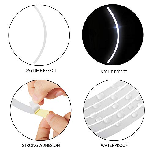Image of TOMALL 18pcs Lengthen 16 inch-19 inch Reflective Wheel Rim Stripe Decal for Motorcycle Wheels Car Cycling Bike Bicycle Night Safety Decoration Stripe Universal Reflective Stickers for Car (White)