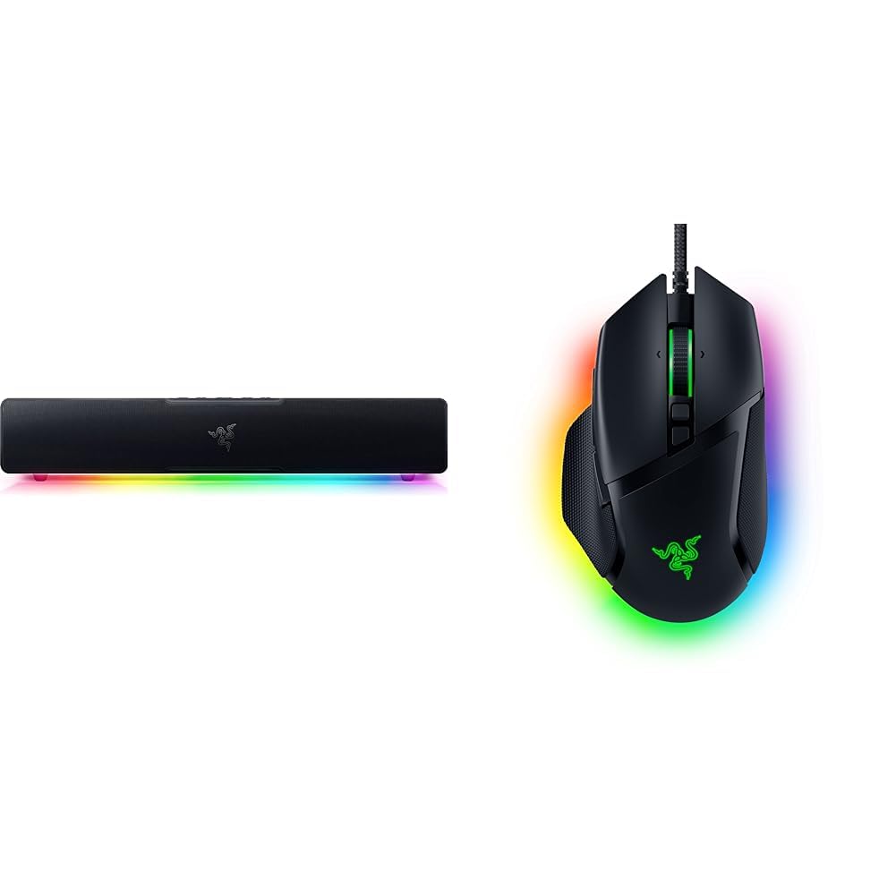 Razer Leviathan V2 X - Barre de Son de Gaming pour PC (avec Haut-parleurs & Basilisk V3 - Souris Gaming Filaire (10+1 Boutons programmables, Molette HyperScroll Tilt, Interrupteur de Souris