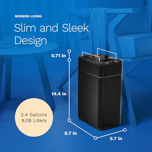 Image of hOmeLabs 2.4 Gallon Touchless Sensor Trash Can Black