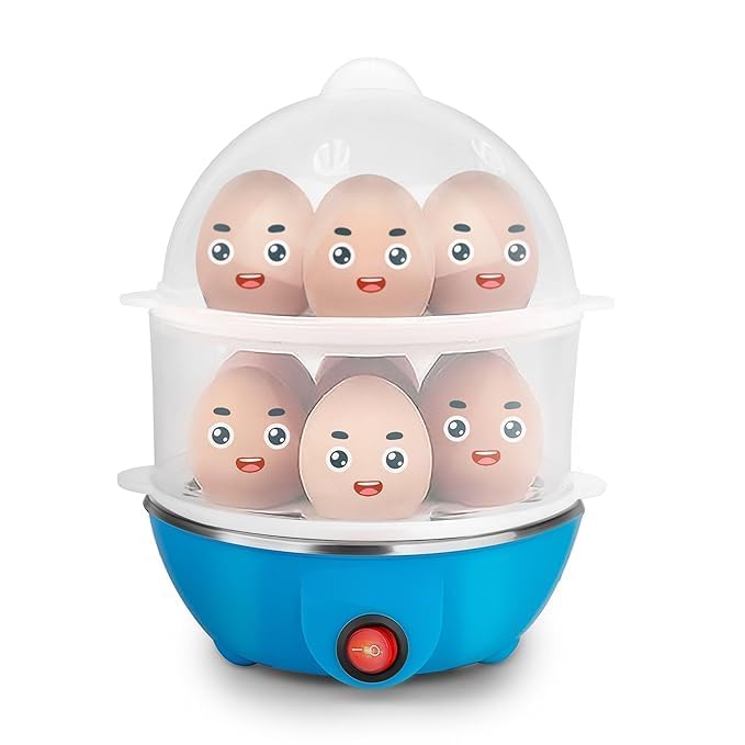 Plastic Electric 2 Layer Egg Boiler Cooker & Steamer single layer mini small anda boil machine electric for home Double Layer 14 Egg Boiler Cooking (Multicolor)-image-32