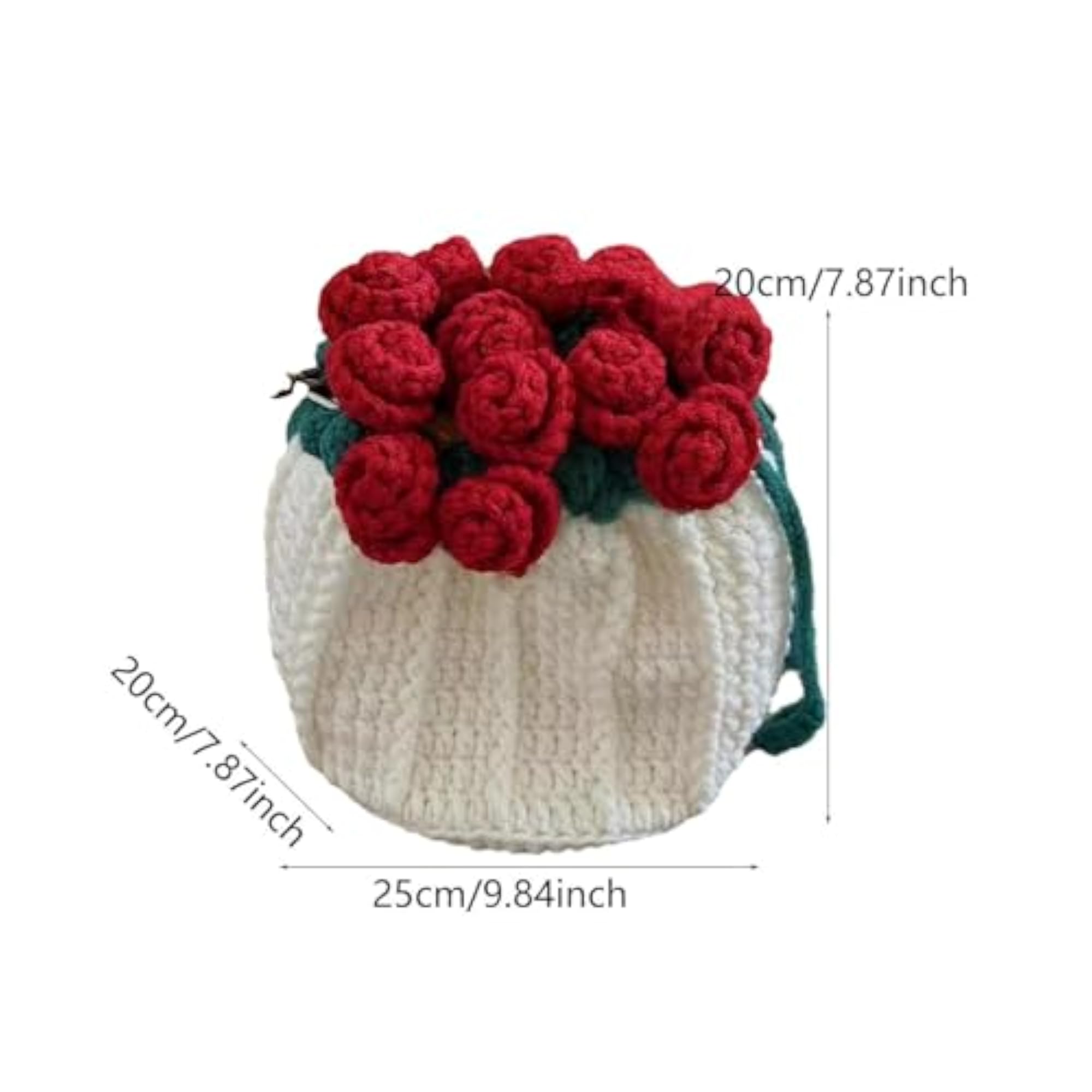 Completed Crochet Shoulder Bag, Stylish Knitted Rose