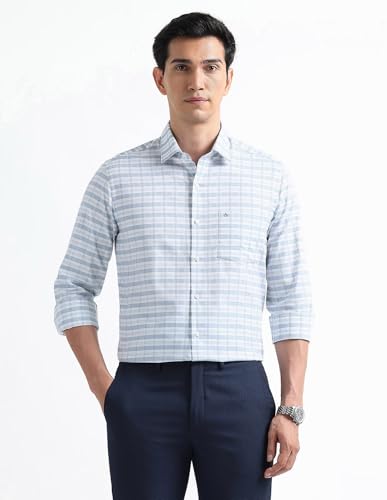 Image of Arrow Checked Slim Fit Mens Formal Shirt - Cotton, Breathable & Comfortable, Full Sleeves Shirts for Men