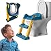 Edibaby, Adaptador wc niños con escalera, Reductor de Aprendizaje para Baño Inodoro, Portátil y Plegable, Ajustable, Total Compatibilidad, Cojín Acolchado, de 1 a 7 años (Azul y Amarillo)
