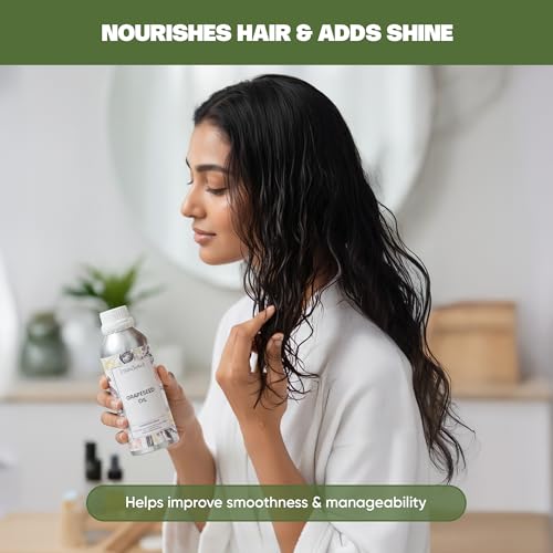 Image of VedaOils Grapeseed Oil for Hair Growth 100ml | Cold Pressed Grapeseed Oil for Skin & Face Massage | 100% Pure & Natural Lightweight Moisturizing Oil
