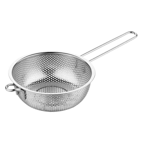 Coladores para cocina, tamiz de metal de acero inoxidable de 19,5 cm, colador de malla fina con mango largo, para ensaladas de pasta, alimentos y cocinar