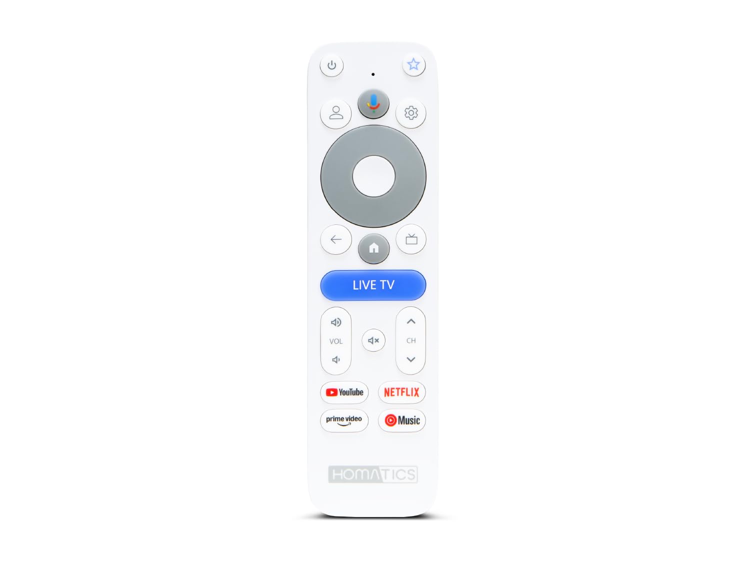 Homatics Box 4K V2 Google TV Mediaplayer 4K UHD, HDR, Wi-Fi 6 Dual Band 2.4G/5 GHz, Bluetooth 5,2, 32GB Flash, Quad Core 30000 DMIPS, Netflix, Prime Video, YouTube, Google Play, Dolby Atmos
