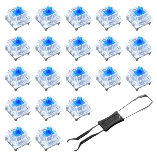 MOLZINY 20 Pezzi interruttori trasparenti ad asse blu con tiratore switch tastiera per tastiera da gioco e accessori PC accessori per tastiera da gioco e ufficio