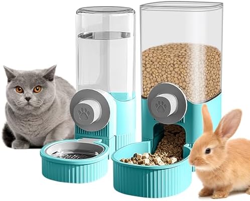 Cantimplora de conejo, 2 dispensadores de agua para conejos, 520 ml, botella de agua para conejos, dispensador automático de agua para hámster, 1200 ml, dispensador de comida para conejos