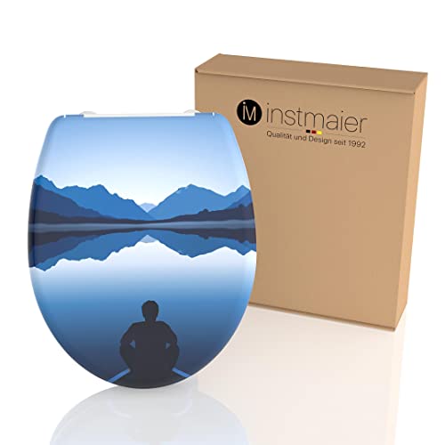 instmaier Couvercle de toilette avec abaissement automatique Motif | abattant WC avec fermeture rapide | lunette de WC bleue | Siège de toilette en plastique...