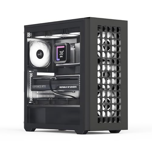 AeroCool Custodia Mid Tower D502A, pannello frontale in rete, supporto radiatore da 360 mm, 11 slot...