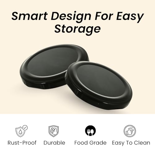 Image of Machak Glass Jar Lids Only 63mm | For 63 mm Mouth Jars (Black, 12Pcs)