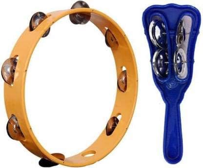 Yoshiva Hand Tambourine without Skin | Multi-Color Plastic Percussion Instrument | Lightweight Khanjari for Kids, Beginners, School Music & Bhajan | Combo Pack of 2-image-40