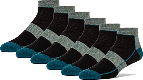 Chaussettes basses en laine mérinos homme trekking rembourrées noir Fun Toes 6 paires