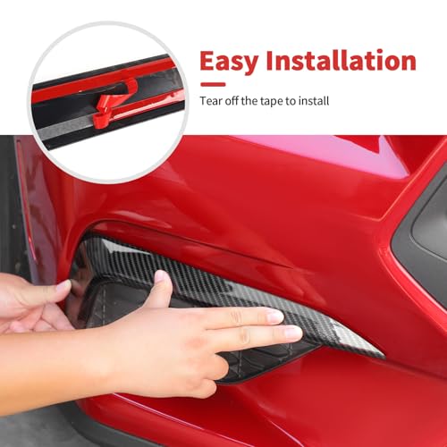 Image of Front Bar Grill Grille Inserts Cover Trims Kit Compatible with Ford Mustang 2024+ Exterior Accessories (Black Carbon Fiber)