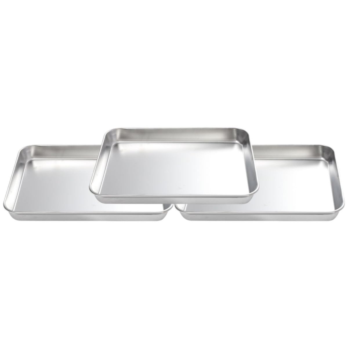 Teglia da Forno in Acciaio Inox 3 Pezzi Argento per Cottura