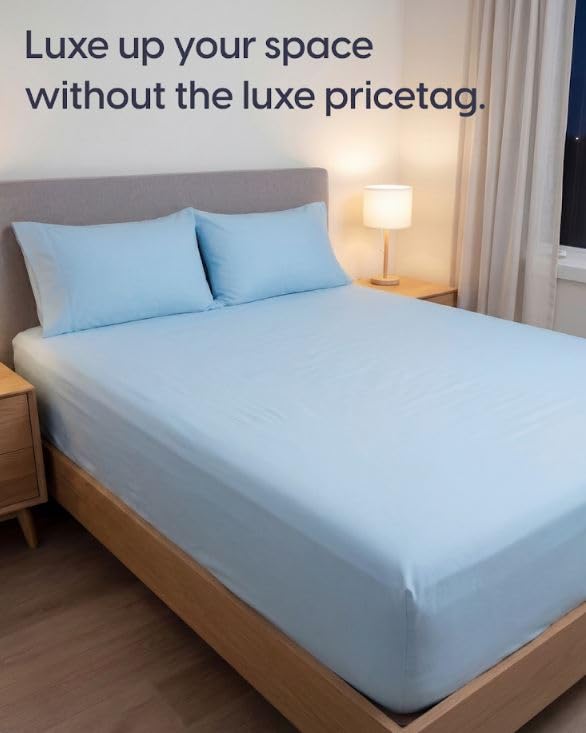 Image of Sleepy Town King Size Bed Sheets - 3 Piece - NO FLAT SHEET INCLUDED - King Sheet Set - Soft, Comfy & Cooling - Easy Care - Wrinkle & Fade Resistant - Brushed Microfiber - Deep Pocket Sheets (Sky Blue)