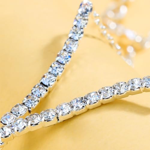 Boho Wrist Layered Finger Bracelet Ring Hand Chain Silver Crystal Ring Bracelet Non Tarnish v Shape Slave Harness4